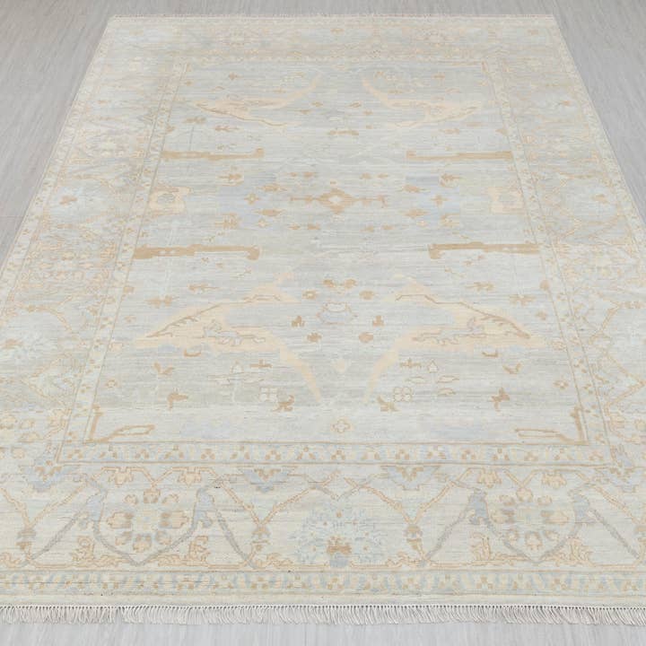 Aesthetic Homes LLC - Wholesale Area Rug - Silver Grey Blue Modern Oushak Rug – Hand Knotted Wool 17002