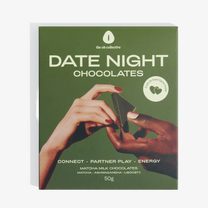 Date Night Matcha Chocolates for wholesale by The Oh Collective