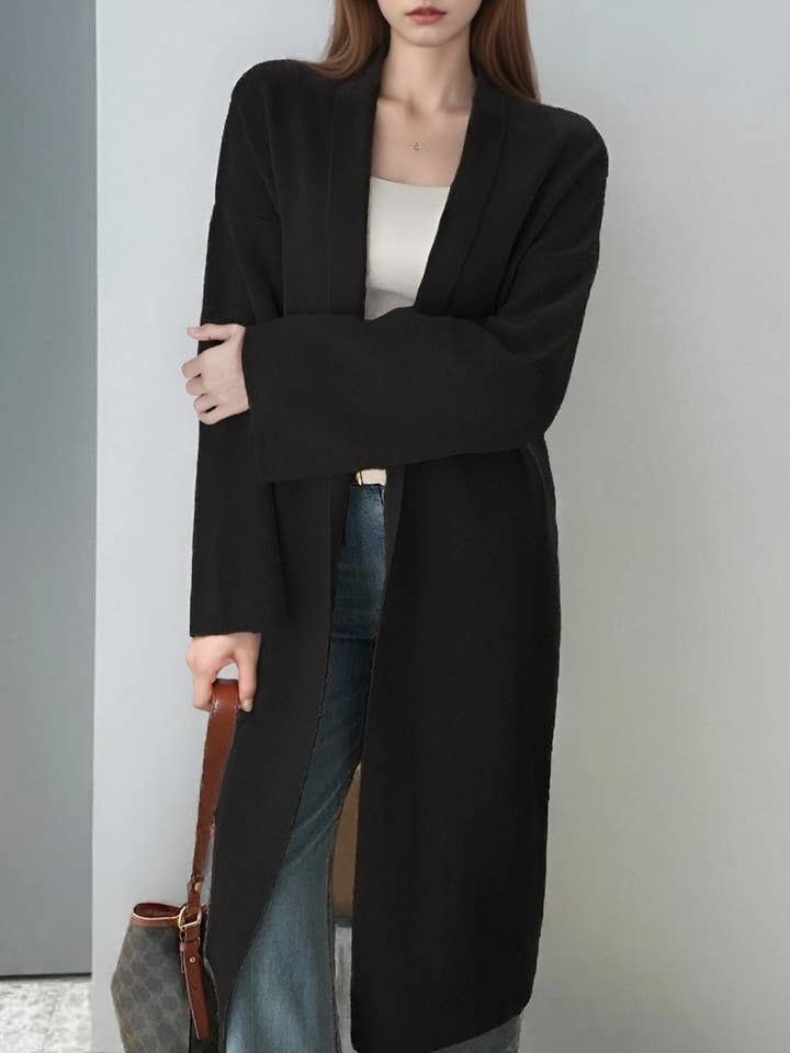 CWOCO00627_SOLID VACATION STYLE LONG SLEEVE KNIT COAT WOMEN for wholesale by NINEXIS