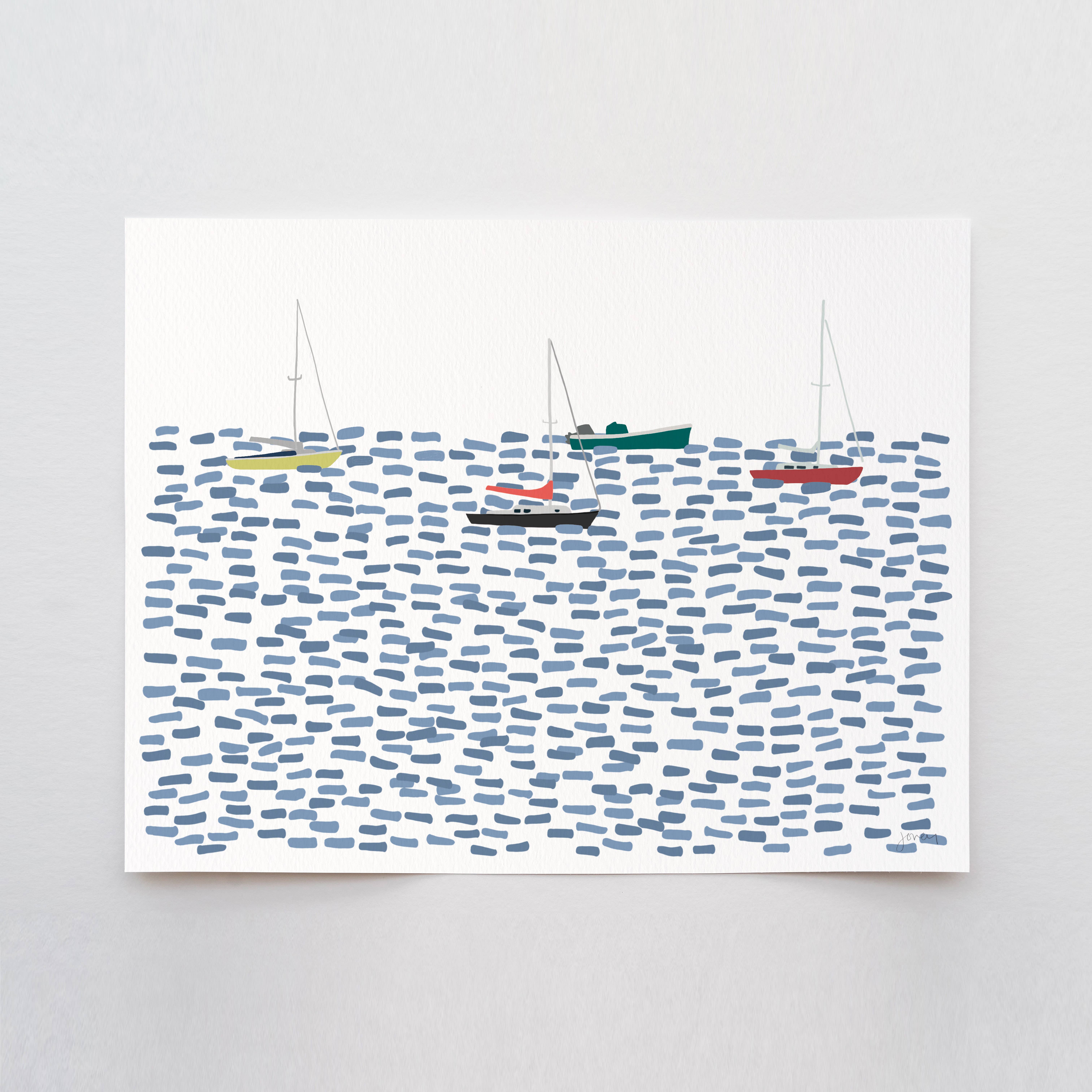 Jorey Hurley - Wholesale Art Print - Moored Sail Boats Art Print. Signed. Unframed. 2508030