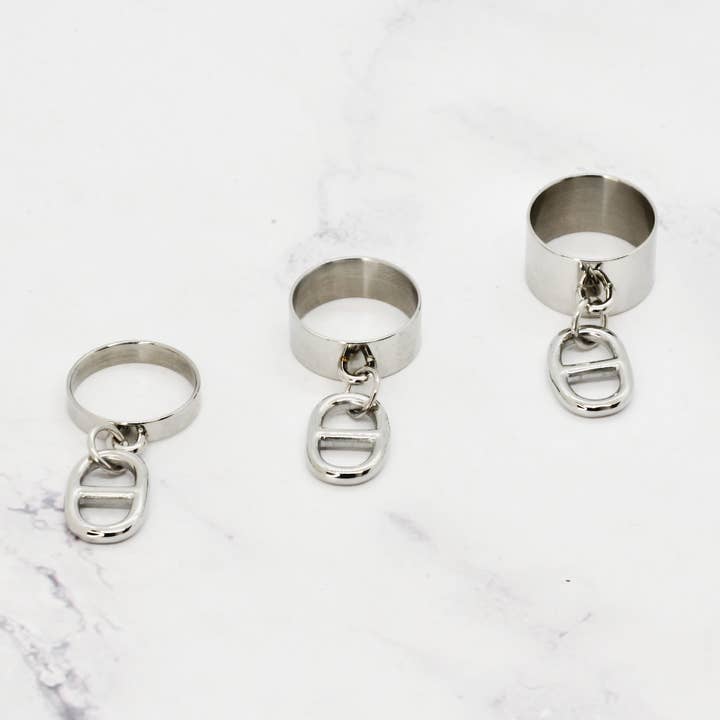 Anel com pingente H de aço inoxidável por atacado de Angiie