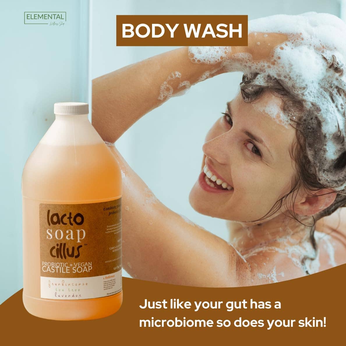 Elemental Wellness | Soap & Toxin-Free Living – wholesale Body wash/shower gel – Frankincense Castile Soap | Bulk Natural Soap (64 oz)1