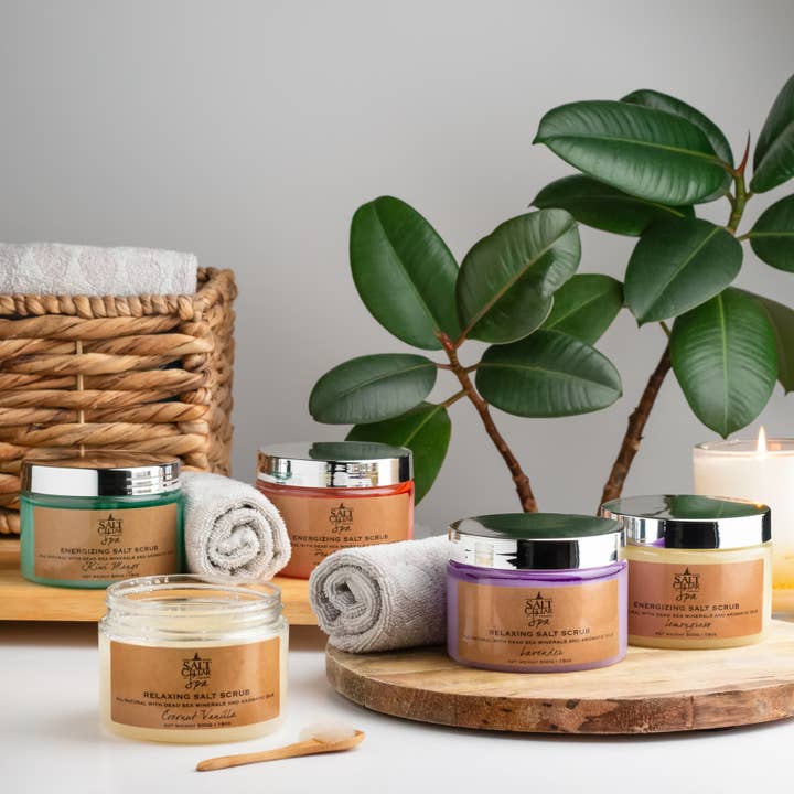 Calming and Relaxing Lavender Salt Scrub for wholesale by Salt Cellar Spa