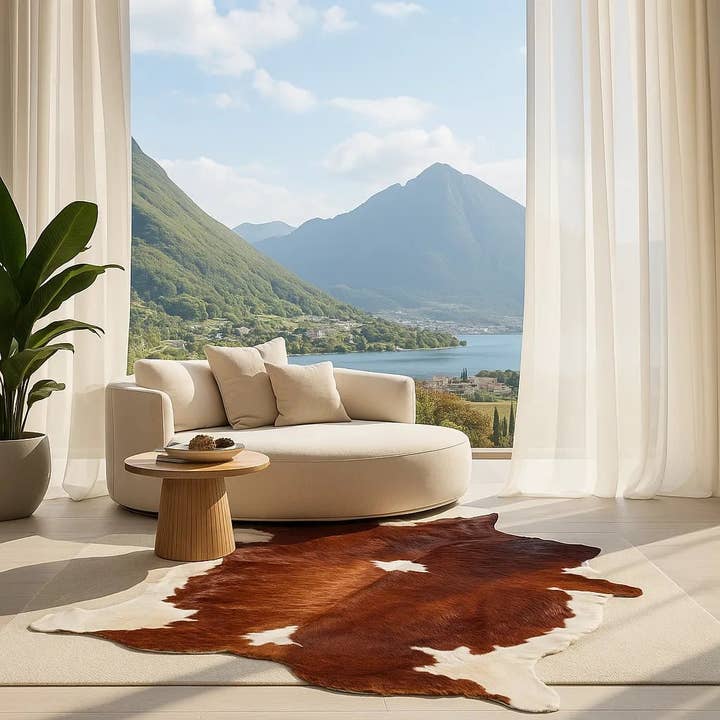 Brown and White Cowhide Rug for wholesale by Rodeo