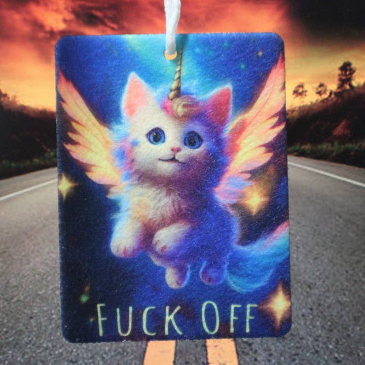 Gatita Unicornio Voladora (F-Off) // Ambientador de Coche de Fieltro para venta al por mayor de Raven Design