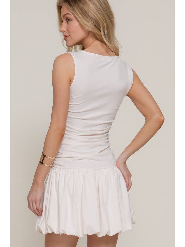 Active Basic | Active USA - Wholesale Dress - Women's - Sleeveless Boat Neck Voluminous Mini Dress2