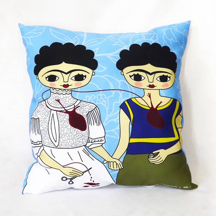 Funda de cojín, funda de almohada con diseño de Frida Kahlo, Dos Fridas para venta al por mayor de Chunchitos