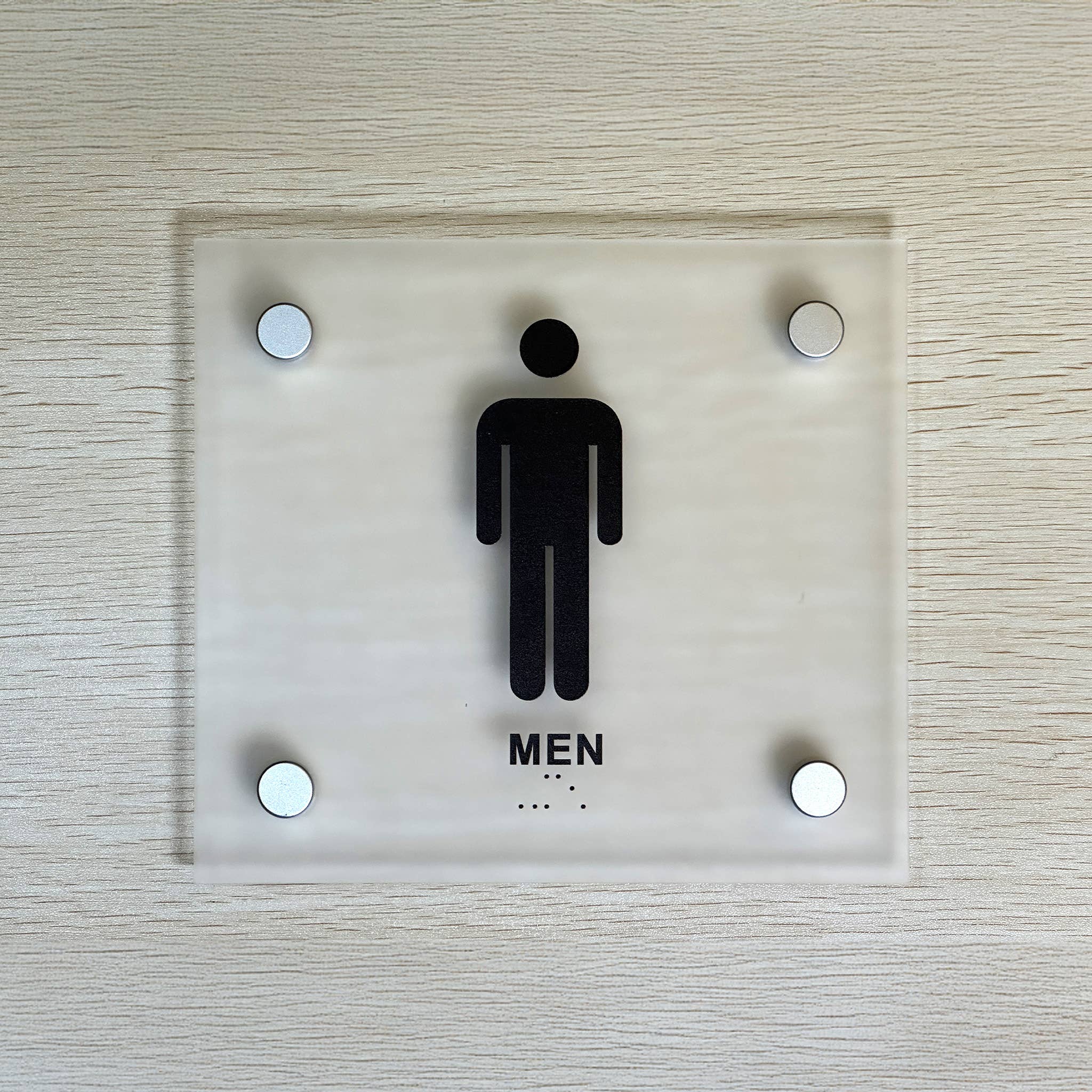 DisplayCanada - Wholesale Sign - Frosted Wall Mount Washroom Sign with Spacers 0