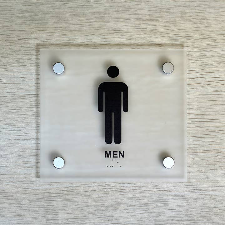 DisplayCanada - Wholesale Sign - Frosted Wall Mount Washroom Sign with Spacers