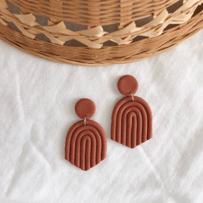 Terra-cotta Rainbow Polymer Clay Earrings for wholesale by Honey Dijon