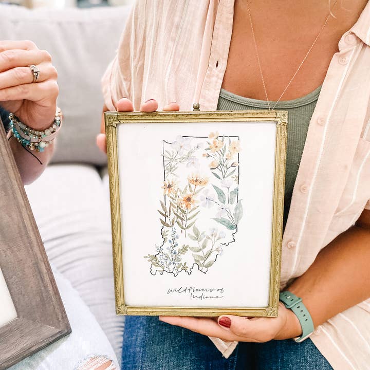Art and Home co. - Wholesale Art Print - State of Indiana Wildflower Watercolor Fine Art Print4