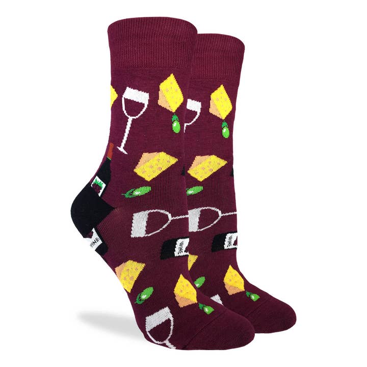 Women's Wine & Cheese Socks for wholesale by Good Luck Sock