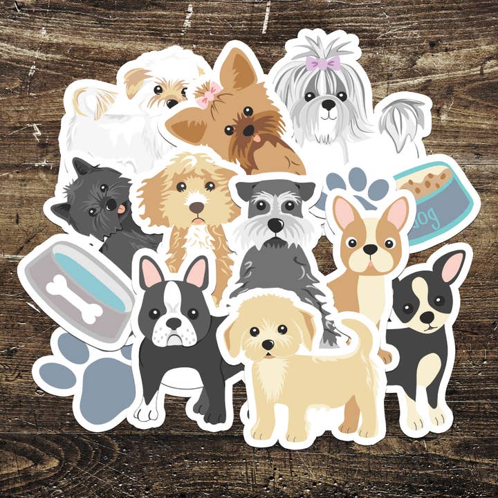 Diverse stickers voor kleine honden (verpakking van 14) voor wholesale door Forsyth Creative