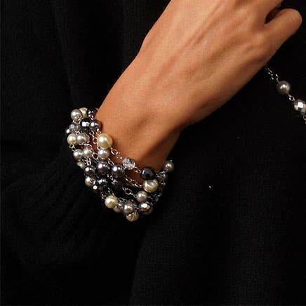 Bijoux Jean André S.R.L. - Wholesale Beaded Bracelet - Multi-thread pearl and crystal bracelet