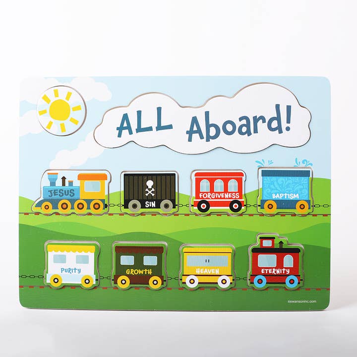 Swanson Christian Products - Wholesale Wood Toy - Kids - Wooden Puzzle - Chunky Pieces - Plan of Salvation Train
