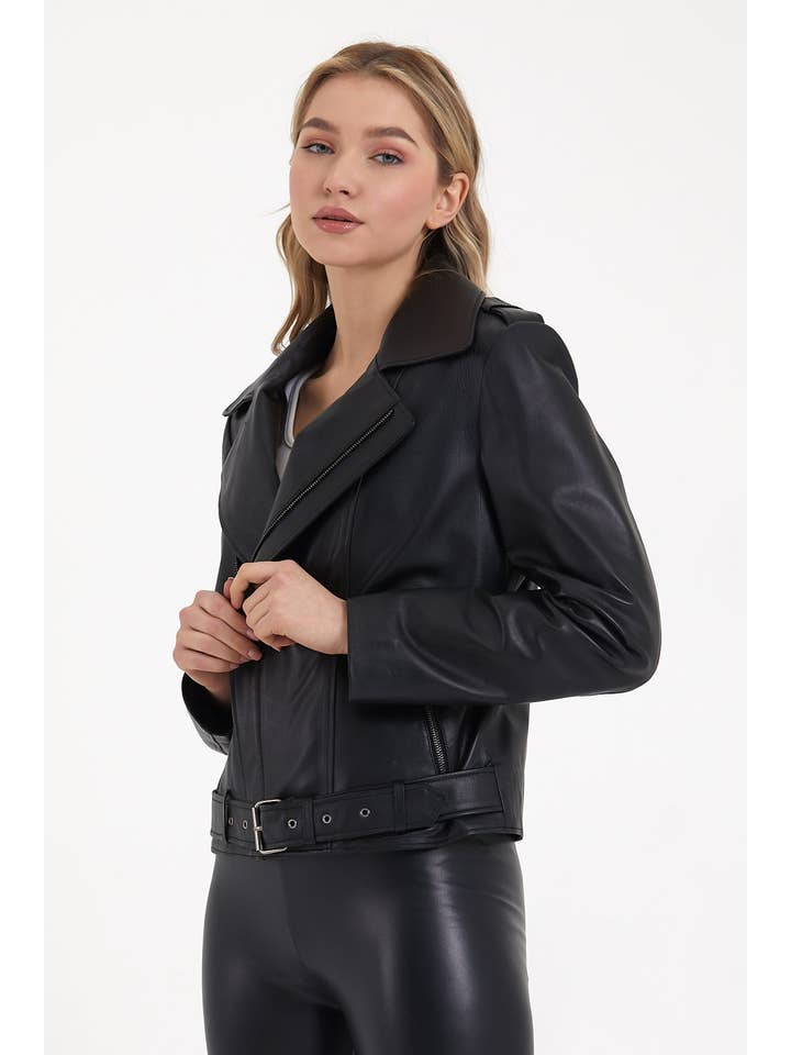 The Lud - Wholesale Leather Jacket - Women's - LAMB LEATHER BIKER3