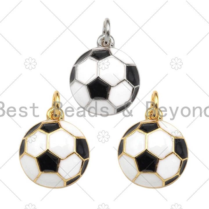 Black White Enamel Soccer Shape Pendant, Scoccer Ball pendant,Sports ball pendant,Enamel Jewelry, 12x14mm,sku#F1354 and other Purchase Wholesale soccer ball charms. Free Returns & Net 60 Terms on Faire trending on Faire.