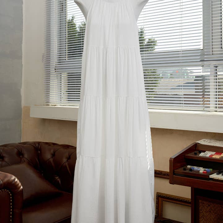 white halter sleeveless Tiered Dress Mommy & Me Matching Dress for wholesale on Faire