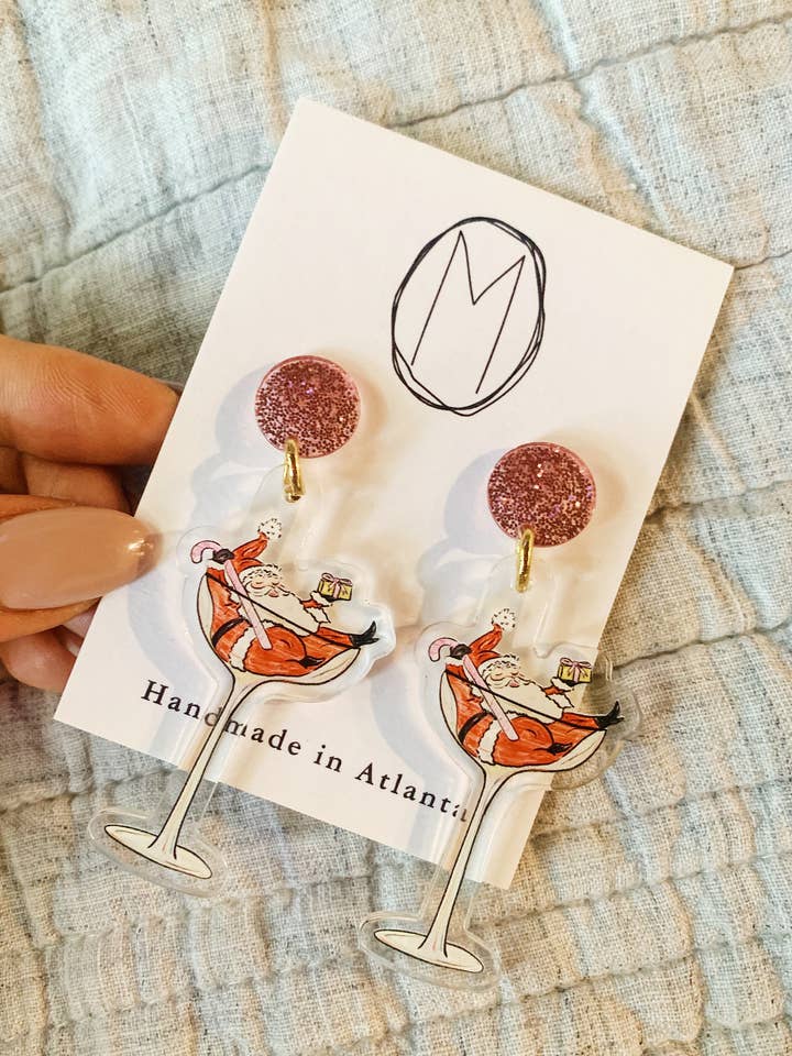 Dirty Santa Martini øreringe for engroshandel hos Madison O'Brien Art