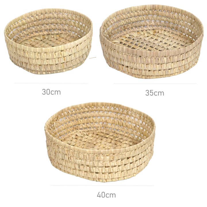 Bohome Living - Wholesale Basket - Flat round basket made of palm leaves4