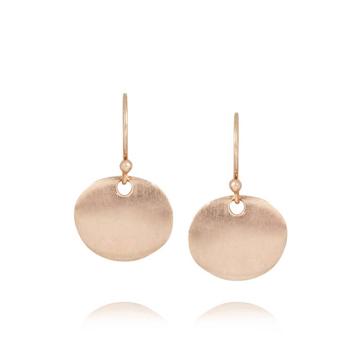 Van Peterson Designs – wholesale Hängande örhängen – River sten små släta Rose guld skiva örhängen