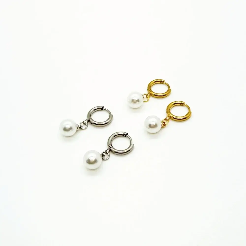 Aqua Essence Co - Wholesale Huggie Earrings - Lulu Jewelry Set | Hypoallergenic Pearl Earrings & Necklace2