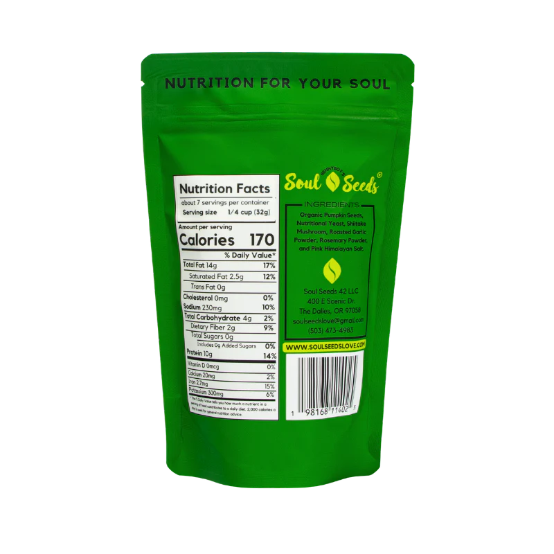 BennyBoy's Soul Seeds - Wholesale Seeds/Kernels - Soul Seeds - Savory Pepitas - Roasted Garlic Rosemary 8oz1