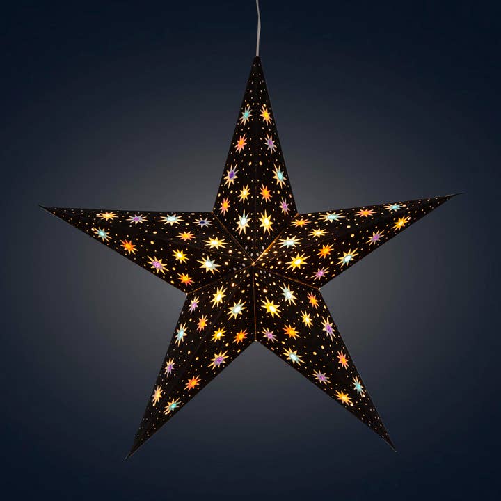 Artschatz LLC - Wholesale Paper Lantern/Lamp - Starry Night 5 Point 15" Paper Star Lantern Light0
