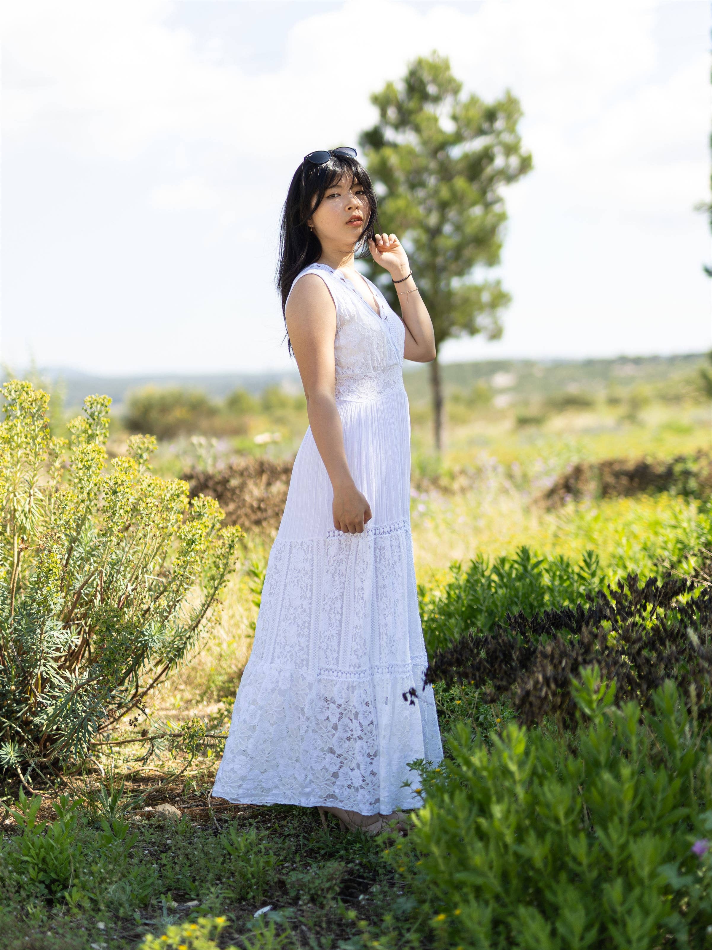 Cecile Wang - Vente Robe – femme - Robe longue avec broderie anglaise 22596747