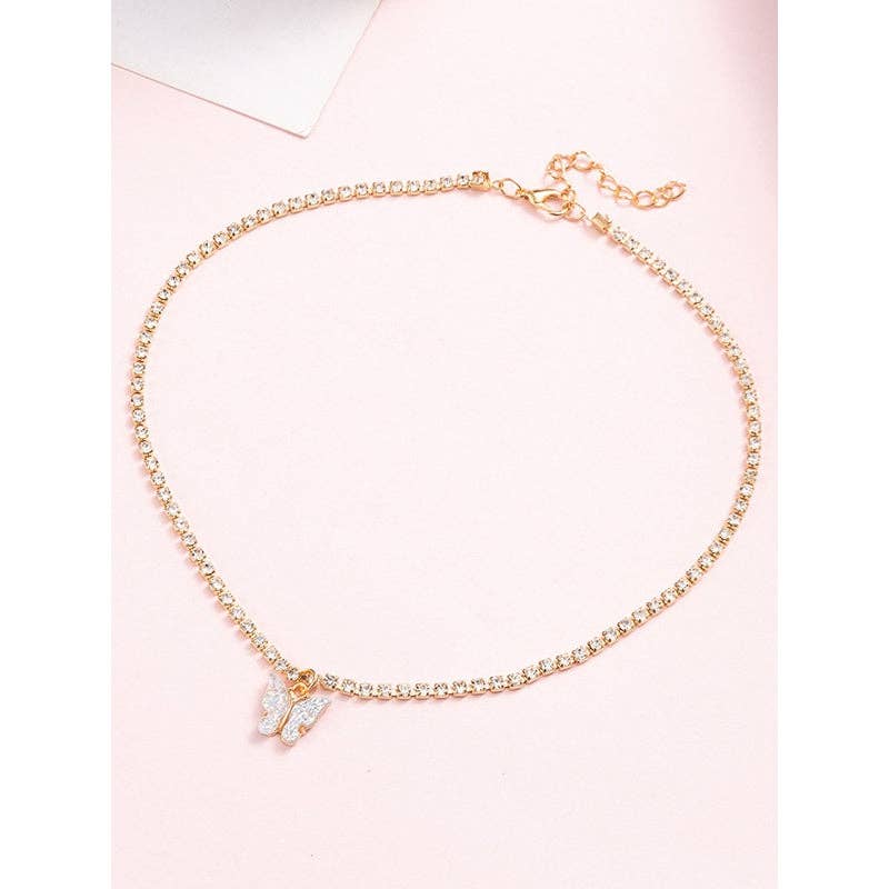 MoodGold - Wholesale Pendant/Charm Necklace - Original Rhinestone Adjustable Contrast Color Butterfly Pendant Necklaces Accessories5