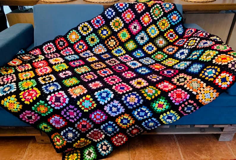 chandakashop - Venta al por mayor Mantas de sofá - Manta de ganchillo de cuadrado de la abuela para sofá8