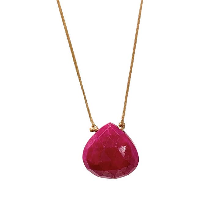 Ruby Faceted Teardrop Necklace for wholesale by Merelani Designs