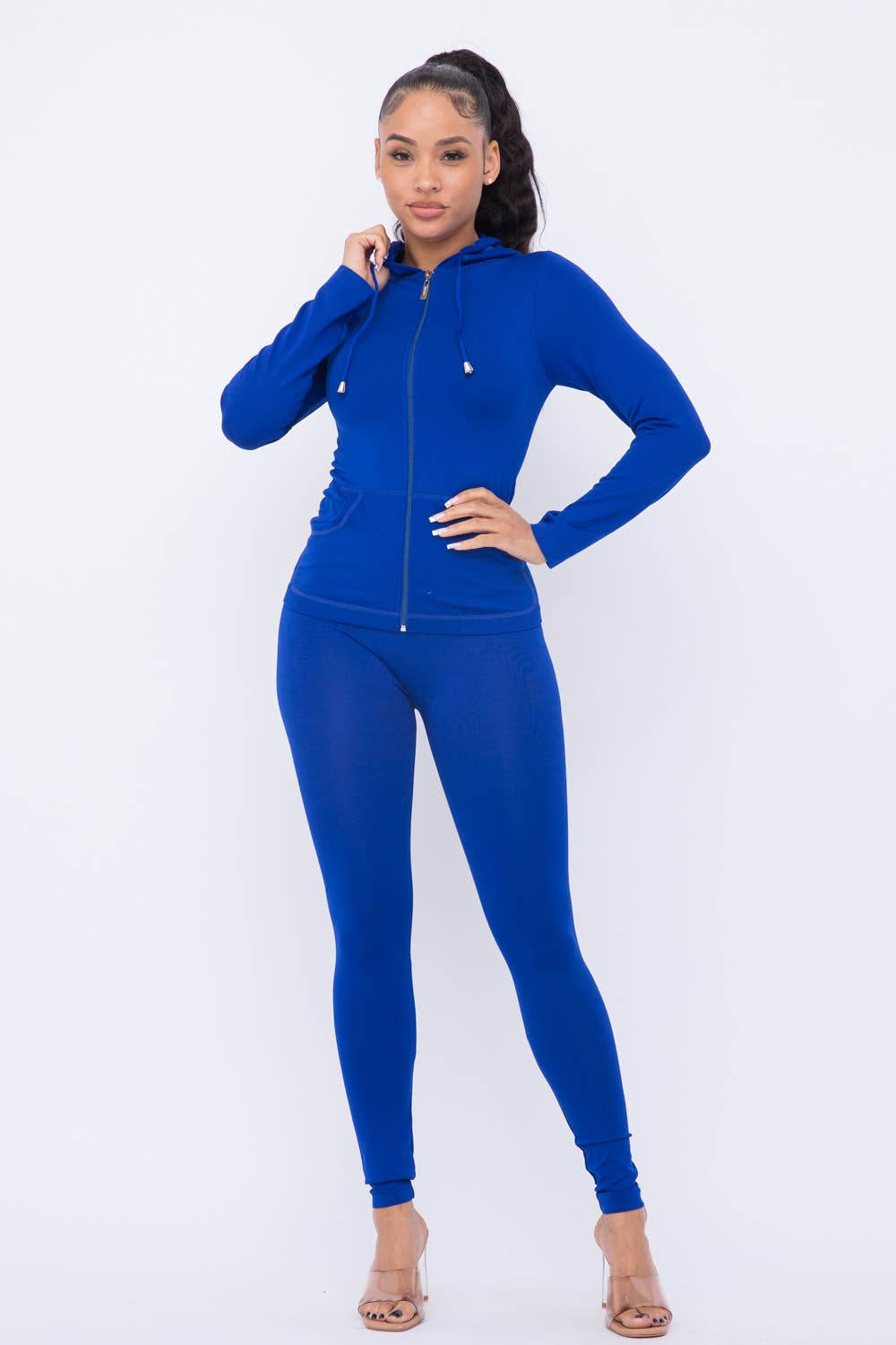 Julia by LoveJ - Vendita all'ingrosso Completo top e pantaloni (NON loungewear) - Donna - Completo con giacca con cappuccio e leggings senza cuciture con zip3