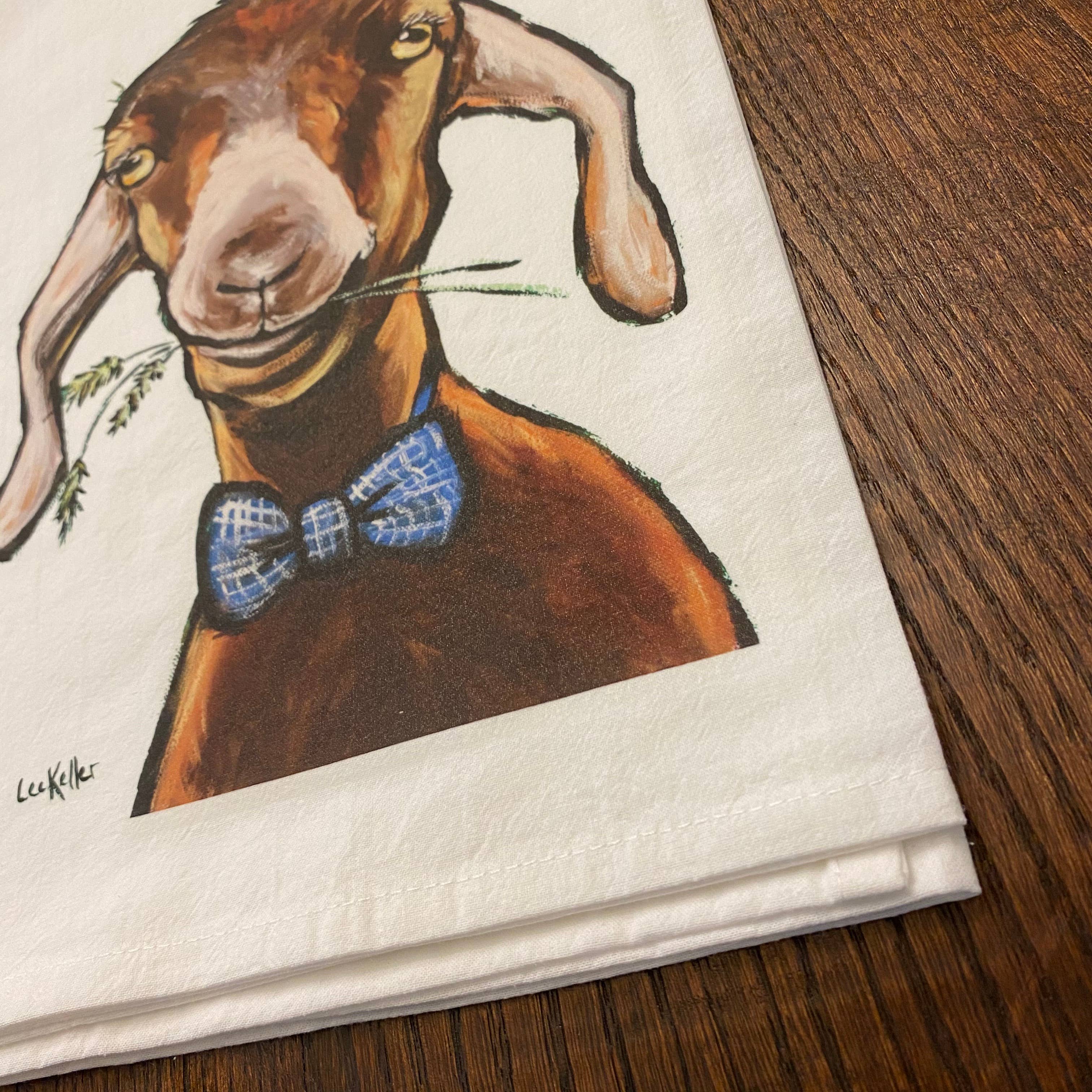 Hippie Hound Studios - Vente Torchons - Serviette de sac à farine de chèvre, décoration de ferme, torchon de chèvre4