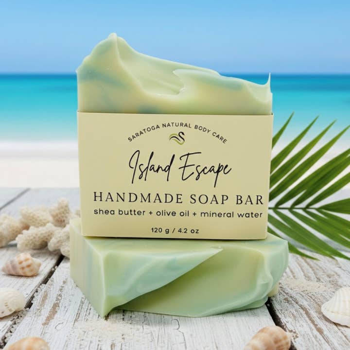 SARATOGA SOAP COMPANY - Wholesale Bar Soap - Island Escape Tropical Handmade Soap Bar VEGAN COLD PROCESS