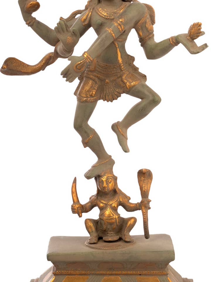 17" Die anmutige Nataraja triumphiert über Apasmara in Messing für den Großhandel von Exotic India Art