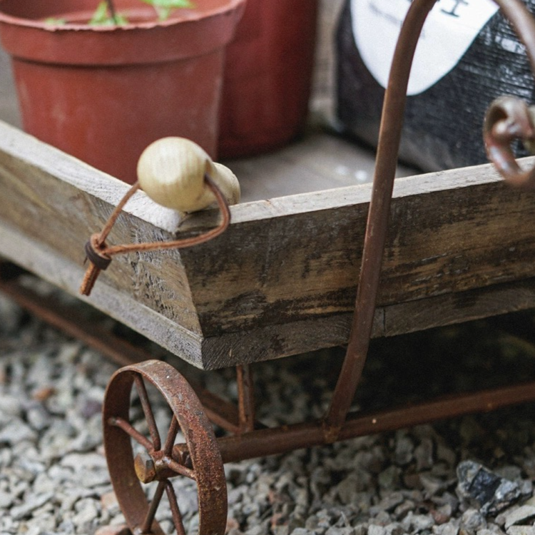 Rustic Reach - Wholesale Planter Box - Small Decorative Wooden Wagon Flower Cart5