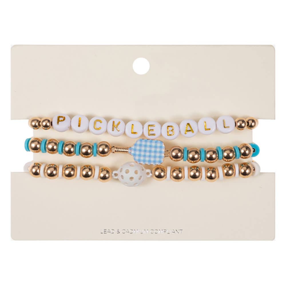 Sensibling Corp. - Wholesale Beaded Bracelet - 3PCS - Pickle Ball Message Enamel Pickleball Paddle Bracelet5