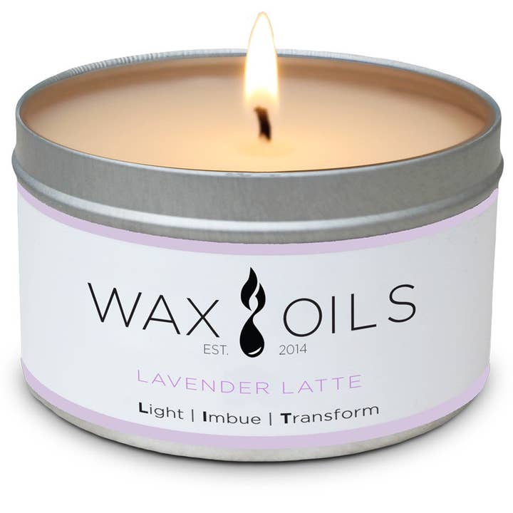 Bougie de soja au latte à la lavande pour la vente par Wax & Oils