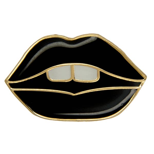 lips pin gold black for wholesale by Godert Amsterdam