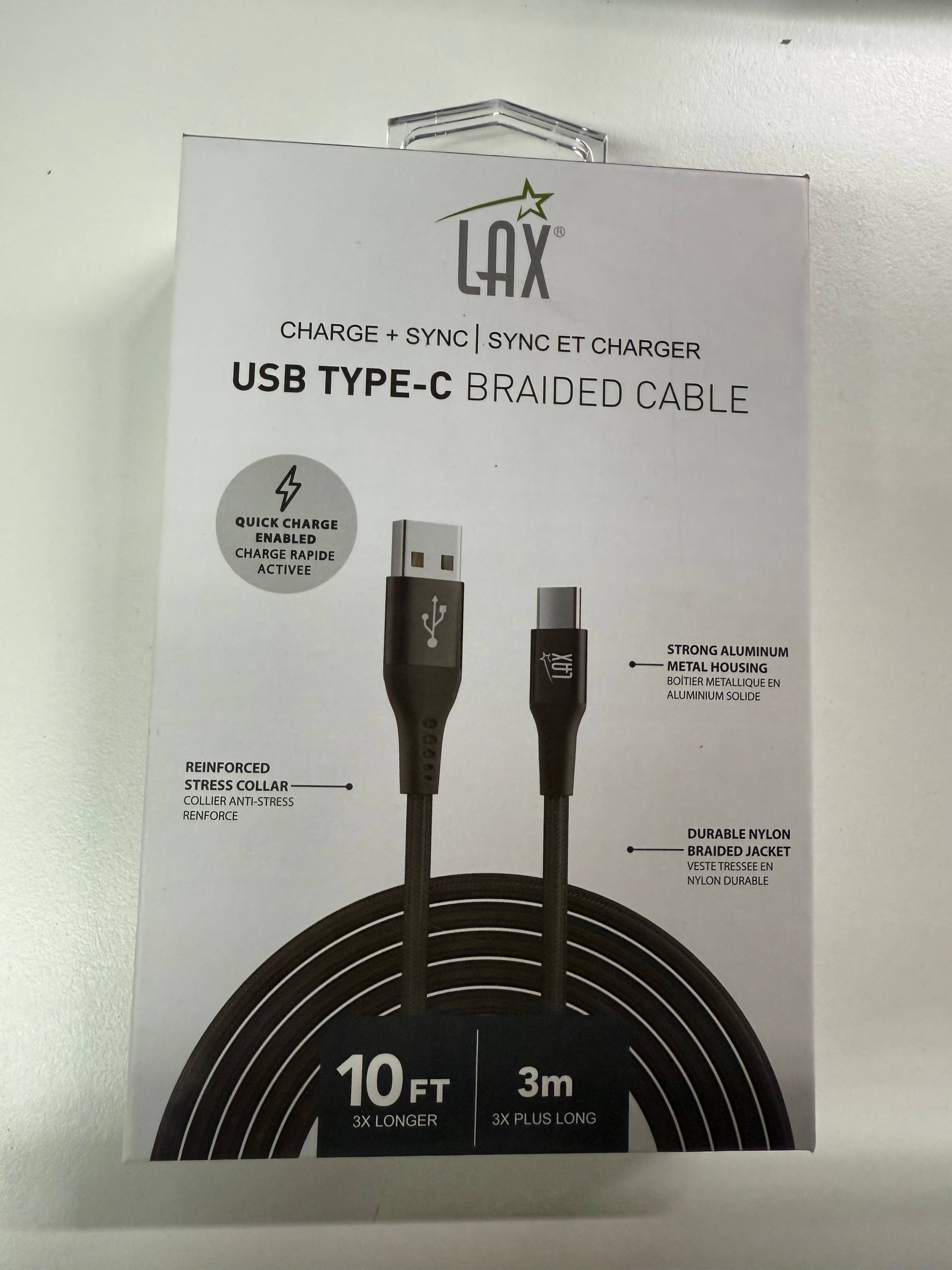 LAX Gadgets - Wholesale Charging Cable - LAX Gadgets USB C Cable - Nylon Braided USB-C Retail Pack13
