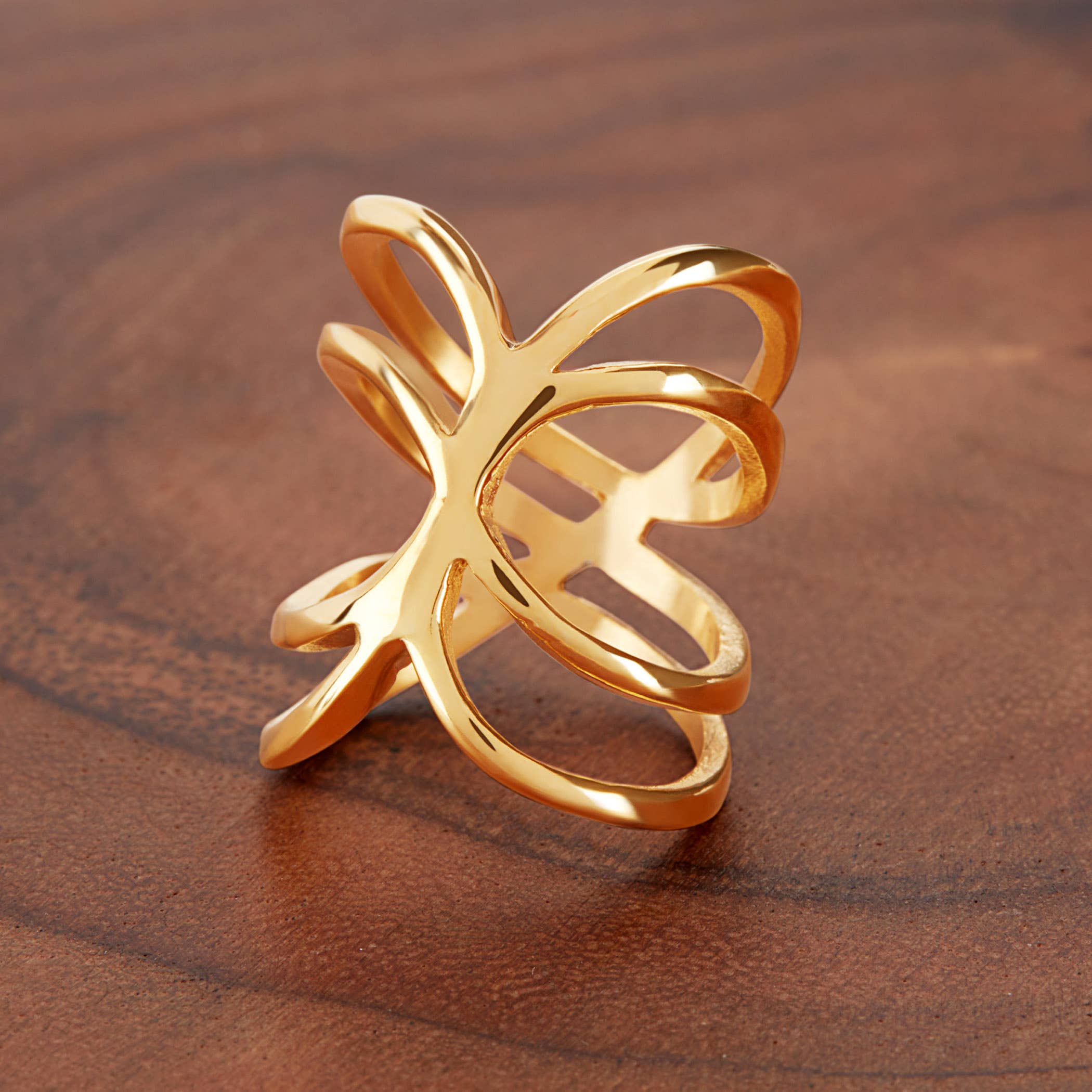 West Coast Jewelry - Wholesale Cocktail/Statement Ring - Intertwined Stainless Steel Ring3