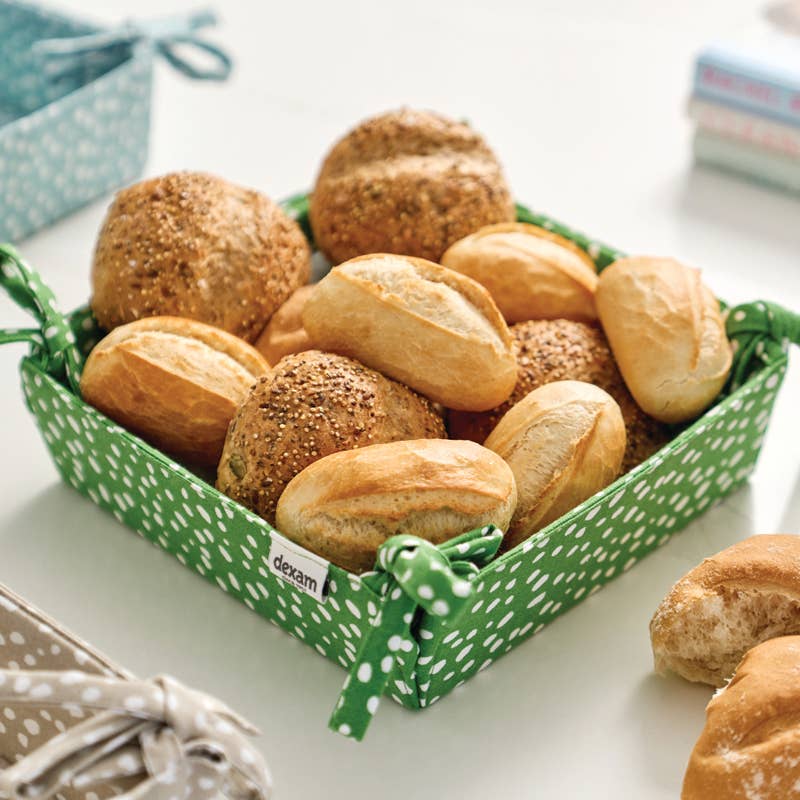 Dexam UK – wholesale Bread box – Sintra Recycled Cotton Spotted Bread Basket - Green1