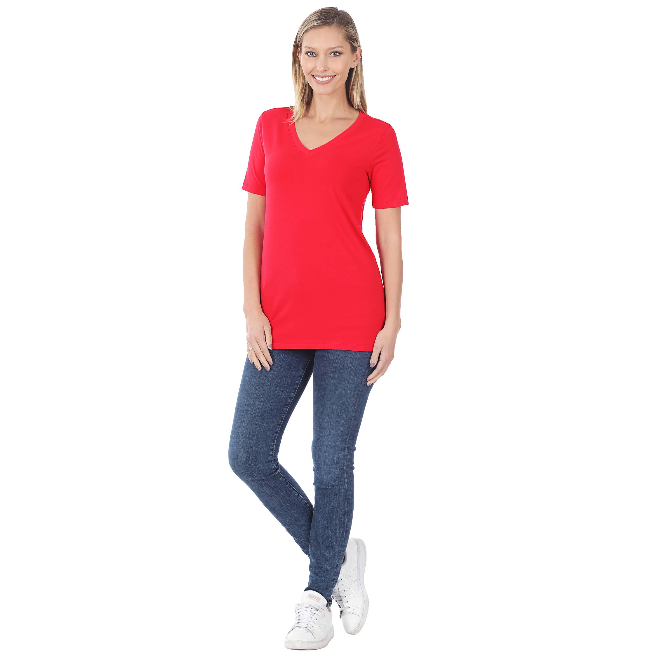 42POPS - Wholesale T-shirt (Zonder tekening) - Dames - Katoenen T-shirt met V-hals en korte mouwen22