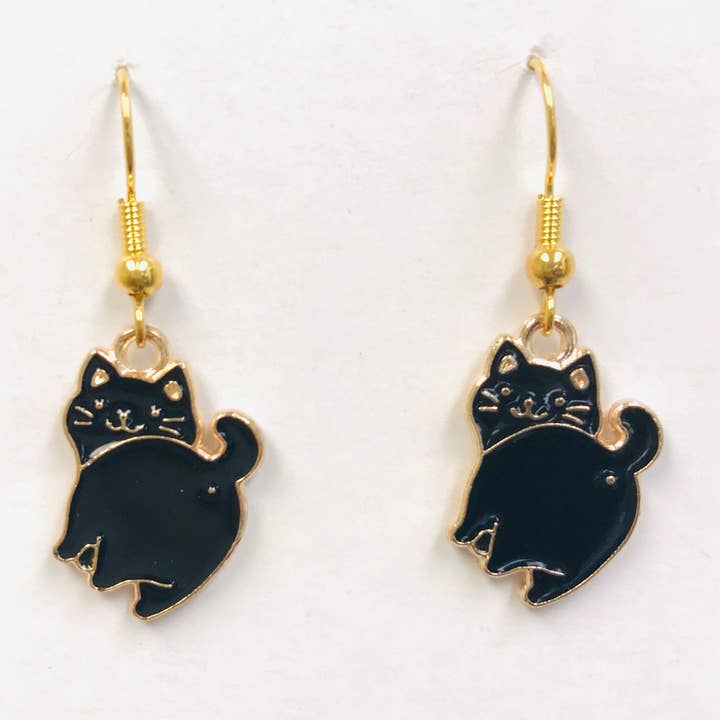 SimpleNGreat - Vente Boucles d'oreilles pendantes - Boucles d'oreilles chat noir, boucles d'oreilles chat blanc, noir et blanc
