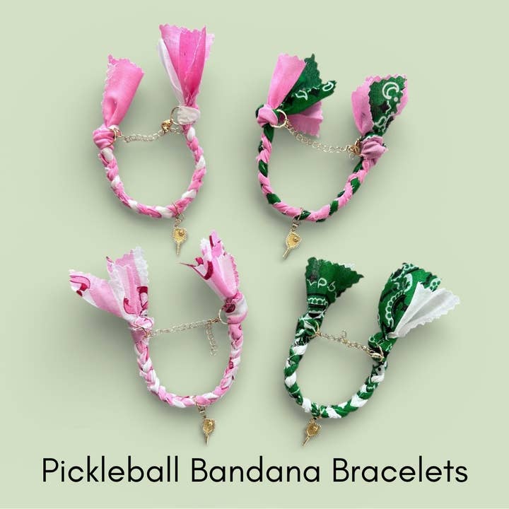 Pickleball Charm Bandana Bracelet /Sporty Chic, Preppy Style for wholesale by Karma Cat Jewelry Co.