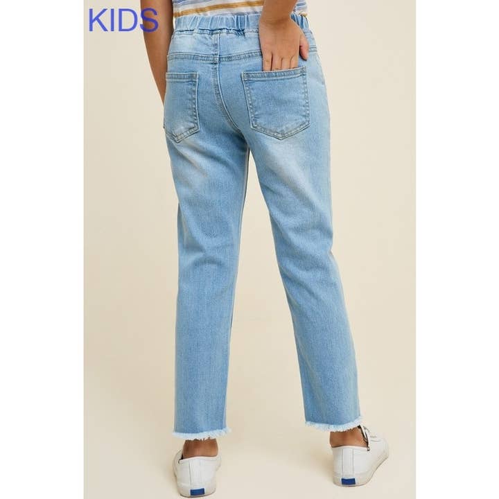 Paperdoll - Wholesale Jeans - Kids - Girls Distressed Drawstring Denim Jeans