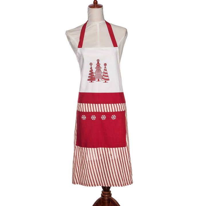 Christmas Peppermint Forest Women's Red Apron for wholesale by C&F Home
