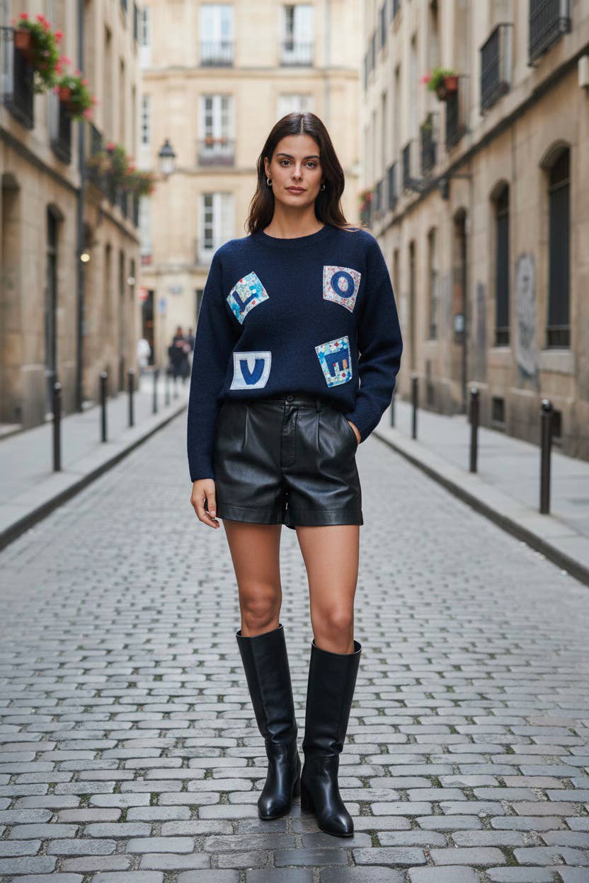 MOOYA – Großhandel Strickpullover – Damen – Strickpullover mit Rundhalsausschnitt LOVE - SCF0061