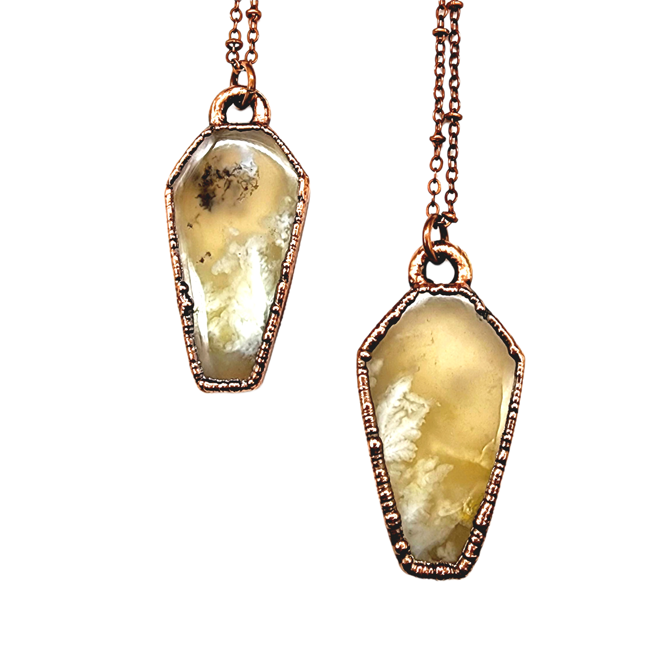 MergingMetals - Wholesale Halskettinghanger - Flower Agate Coffin ketting1
